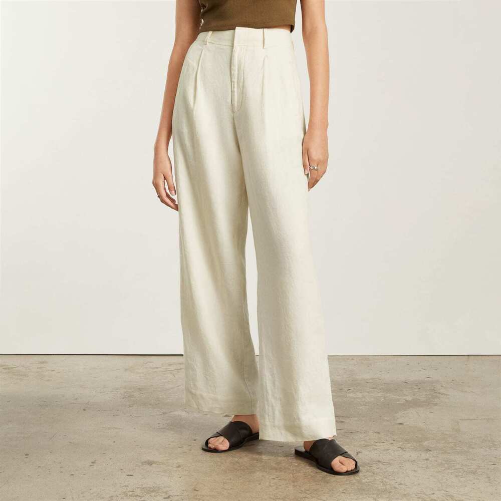 Everlane The Linen Way-High® Drape Pant  White Base - Size 4